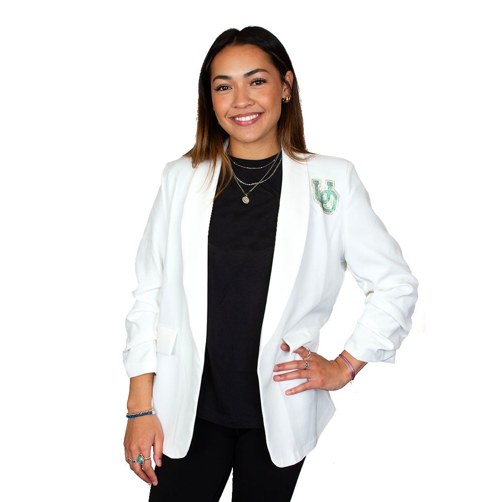 Interlocking UO, White, Coat/Jacket, Polyester Blend, Women, Moving Forward, Sparkle, Blazer, 994089